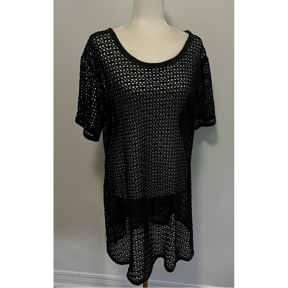 🇨🇦Retro big hole diamond net long tunic or short dress black- versatile style - Picture 4 of 16
